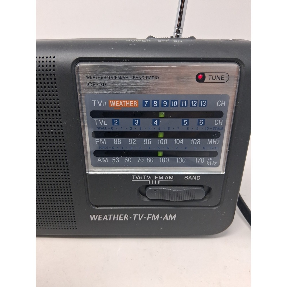 Sony ICF-36 Weather TV FM AM 4-Band Portable Radio Tested and Working AC Cord - Picture 3 of 9